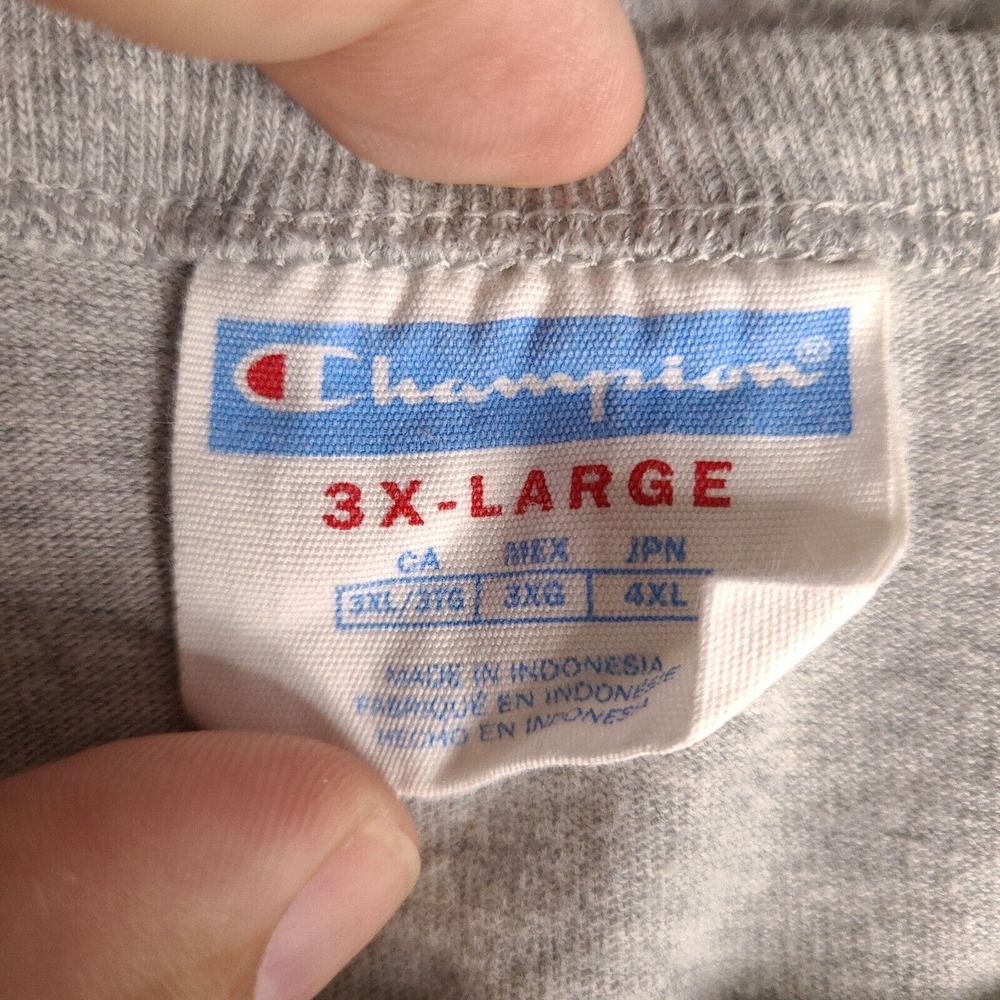 Champion T-Shirt Mens 3XL Gray Embroidered Script Logo Short Sleeve - Picture 3 of 11